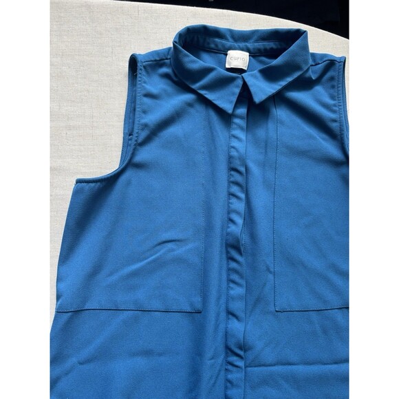 Cupio Ocean Blue Sleeveless Button Down Tunic Dress Women’s Size s Petite - Picture 3 of 8